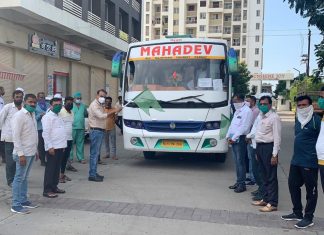 सोशल डिस्टन्सिंगचे काटेकोर पालन करत 24 मजूर राजस्थानकडे रवाना