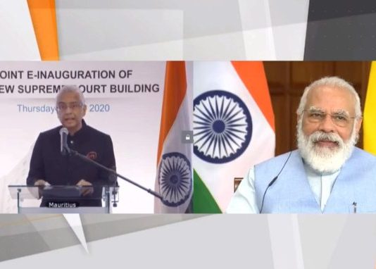 पंतप्रधान नरेंद्र मोदी आणि मॉरिशसचे पंतप्रधान प्रविंद जगन्नाथ यांनी सर्वोच्च न्यायालयाच्या नवीन इमारतीचे केले उद्घाटन