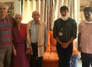 भारत छोडो आंदोलन वर्धापनदिनाच्या निमित्ताने स्वातंत्र्य सैनिक श्री.शंकर वासुदेव परांजपे यांचा सत्कार