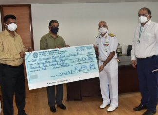 मुख्यमंत्री सहायता निधीस नेव्हल डॉकयार्ड बँकेकडून २३ लाखांचा धनादेश सुपुर्द