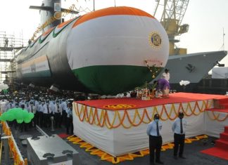 स्कॉर्पीअन श्रेणीतल्या ‘वागीर’ पाणबुडीचे मुंबईत जलावतरण