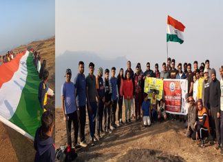 हरिश्चंद्रगडाच्या कोकणकड्यावर फडकला ७३ फुटी तिरंगा