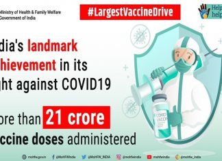 कोविड प्रतिबंधक लसीकरणाचा 21 कोटींचा टप्पा पार
