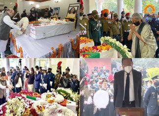 संरक्षण दल प्रमुख बिपीन रावत यांच्यावर अंत्य संस्कार