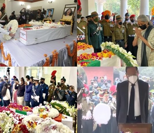 संरक्षण दल प्रमुख बिपीन रावत यांच्यावर अंत्य संस्कार