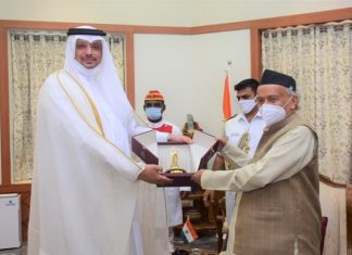कतारचे भारतातील नवनियुक्त वाणिज्यदूत अहमद साद अल-सुलैती यांनी आज राज्यपालांची राजभवनात घेतली सदिच्छा भेट