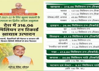 चालू आर्थिक वर्षात देशात विक्रमी धान्य उत्पादनाची शक्यता