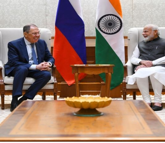 भारत दौऱ्यावर आलेले रशियाचे परराष्ट्रमंत्री सरजेई लावरोव्ह यांची प्रधानमंत्री नरेंद्र मोदी यांच्याशी चर्चा