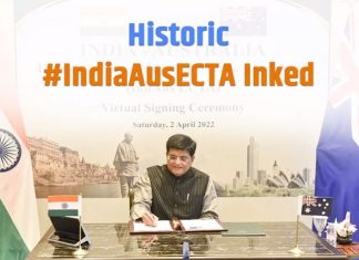 भारत आणि ऑस्ट्रेलिया दरम्यान आर्थिक सहकार्य आणि व्यापार करारावर स्वाक्षरी