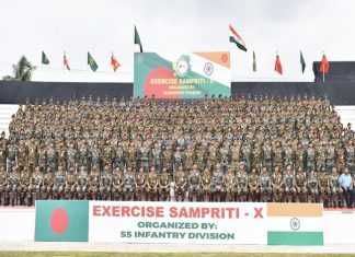 भारत आणि बांग्लादेशच्या लष्कराचा ‘संप्रीती’ लष्करी सराव बांग्लादेशमध्ये जेशोर इथं सुरु