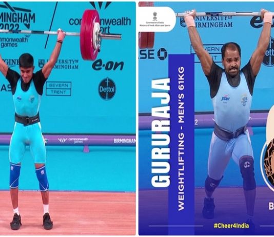 राष्ट्रकुल स्पर्धांमधे भारोत्तोलनात संकेत सरगर याला रौप्य तर गुरूराजा पुजारी याला कांस्यपदक