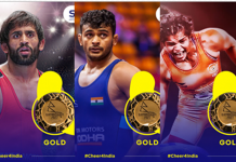 साक्षी मलिक, बजरंग पुनिया आणि दीपक पुनिया यांना कुस्ती स्पर्धेत सुवर्णपदक