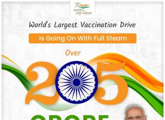 देशात आतापर्यंत लाभार्थ्यांना दिलेल्या लस मात्रांची संख्या २०५ कोटी ९७ लाखाच्या वर