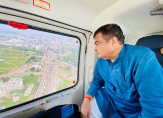 केंद्रीय मंत्री नितीन गडकरी यांचेकडून चांदणी चौक उड्डाणपूल कामाची हवाई पाहणी