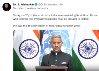 दहशतवादामुळे मानवतेला धोका असल्याचं परराष्ट्र मंत्र्यांचं मत