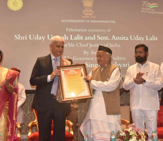 सरन्यायाधीश उदय लळीत यांचा महाराष्ट्राच्या वतीने सत्कार