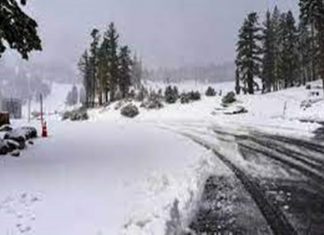 कॅलिफोर्नियामध्ये रात्रीपासून पाऊस आणि बर्फवृष्टी सुरु