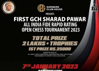 ‘पहिली गरवारे क्लब हाऊस शरद पवार अखिल भारतीय फिडे रॅपिड रेटिंग खुल्या बुद्धिबळ स्पर्धे’चं मुंबईत आयोजन