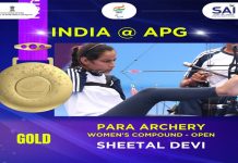 पॅरा आशियाई क्रीडा स्पर्धेत भारताची पदकसंख्या शंभरीवर